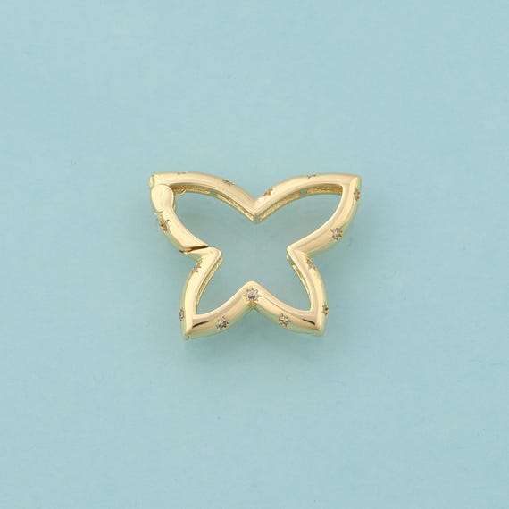 Gold Butterfly Clasp,Push Door Jewelry Clasp,Snap Clasp for DIY Jewelry Making,18K Gold