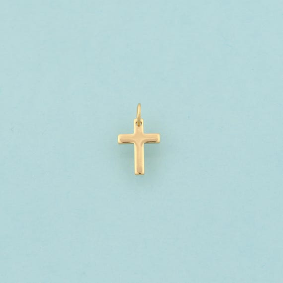 Gold Cross Charms,Religious Jewelry,Christian Pendant for DIY Jewelry Making,18K Gold
