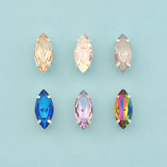 Navette Crystal Beads,Stones in Metal Setting,Austrian Crystal,Made in Austria for DIY Jewelry Making