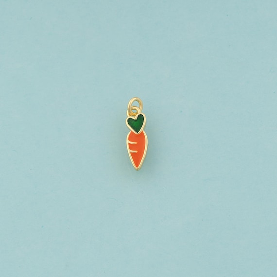 Gold Carrot Charms,Carrot Jewelry,Enamel Carrot Pendant for DIY Jewelry Making,18K Gold