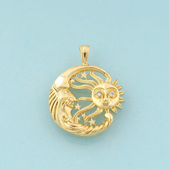 Gold CZ Moon Charms,Star Jewelry,Sun Pendant for DIY Jewelry Making,18K Gold