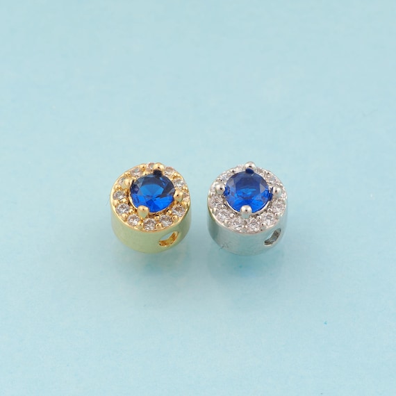 CZ Round Spacer Beads,Wide Beads,Round Beads for DIY Jewelry Making,18K Gold & Rhodium