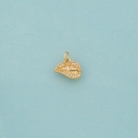 Gold CZ Lips Charms,Lips Jewelry,Lips Pendant for DIY Jewelry Making,18K Gold