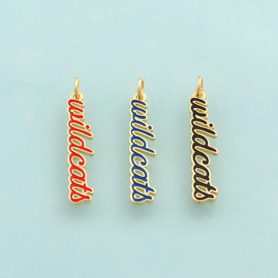 Gold Enamel Wildcat Charms,Letter Jewelry,Logo Pendant for DIY Jewelry Making,18K Gold