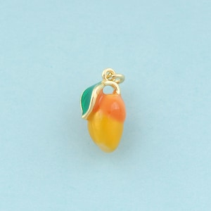 Gold Enamel Mango Charms,Fruit Jewelry,Mango Pendant for DIY Jewelry Making,18K Gold