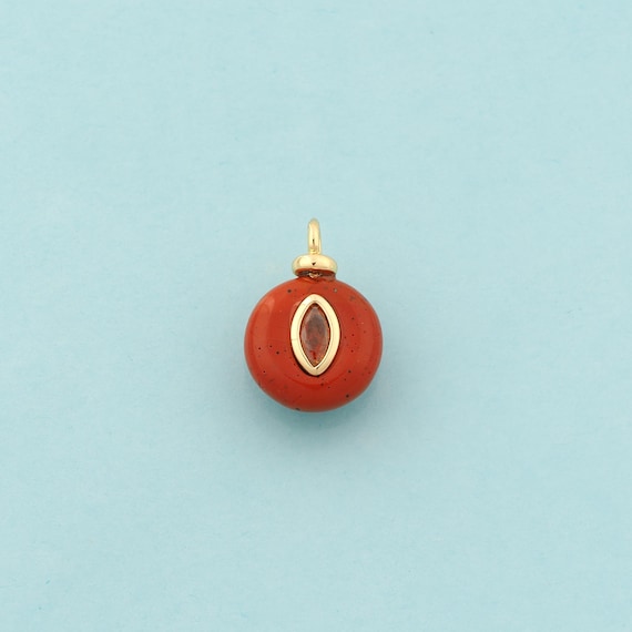 Gold Energy Stone Charms,Natural Stone Jewelry,Redstone Pendant for DIY Jewelry Making,18K Gold