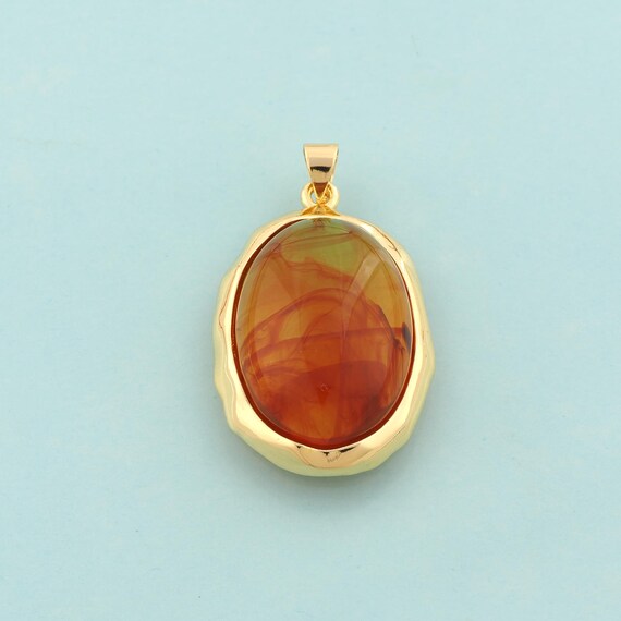 Gold Oval Charms,Oval Jewelry,Acrylic Oval Pendant for DIY Jewelry Making,18K Gold
