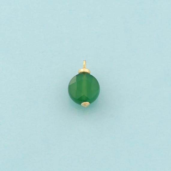 Gold Energy Stone Charms,Natural Stone Jewelry,Green Agate Pendant for DIY Jewelry Making,18K Gold
