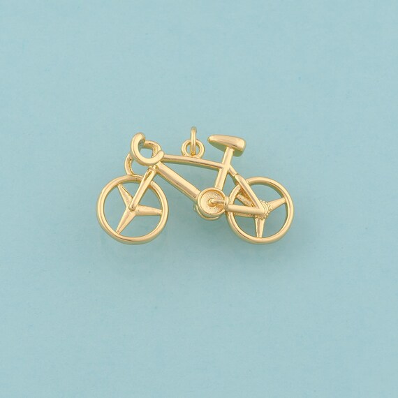 Gold Bicycle Charms,Bicycle Jewelry,Bicycle Pendant for DIY Jewelry Making,18K Gold