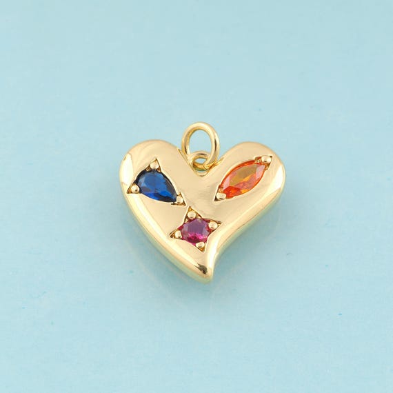 Gold CZ Heart Charms,Star Jewelry,Oval Pendant for DIY Jewelry Making,18K Gold