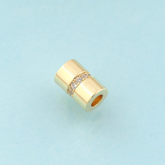 CZ Round Tube Spacer Beads,Tube Beads,Round Beads for DIY Jewelry Making,18K Gold