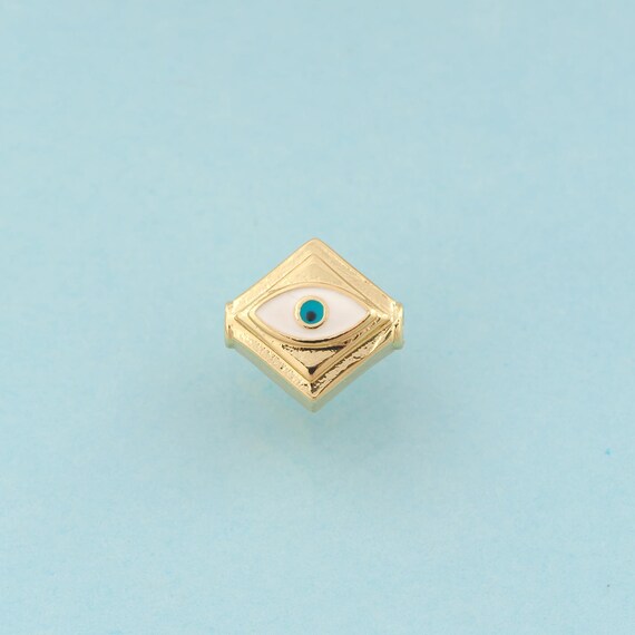 Enamel Evil Eye Spacer Beads,Devil Eye Beads,Eye Beads for DIY Jewelry Making,18K Gold