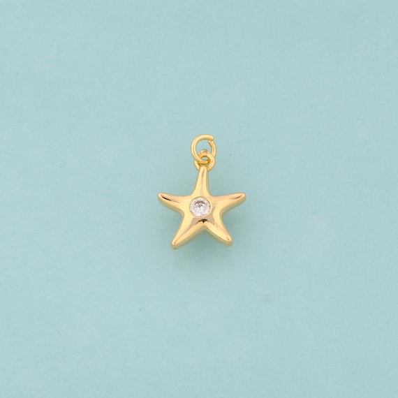 Gold CZ Star Charms,Star Jewelry,Star Pendant for DIY Jewelry Making,18K Gold