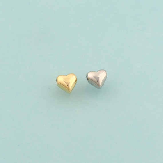 Gold Heart Spacer Beads,Love Beads,Heart Beads for DIY Jewelry Making,18K Gold