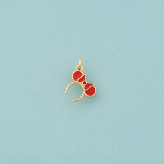 Gold Enamel Bow Charms,Headband Jewelry,Tie Pendant for DIY Jewelry Making,18K Gold