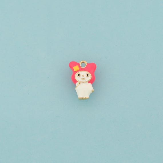 Gold Enamel Doll Charms,Doll Jewelry,Doll Pendant for DIY Jewelry Making,18K Gold