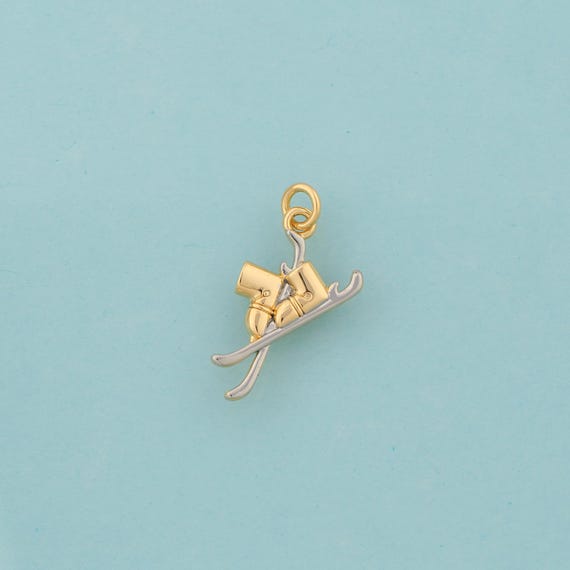 Gold Ski Boot Charms,Ski Boot Jewelry,Ski Boot Pendant for DIY Jewelry Making,18K Gold
