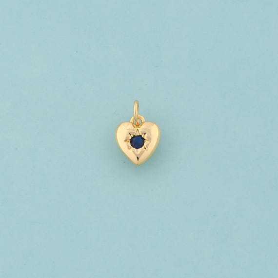Gold CZ Heart Charms,Love Jewelry,Heart Pendant for DIY Jewelry Making,18K Gold
