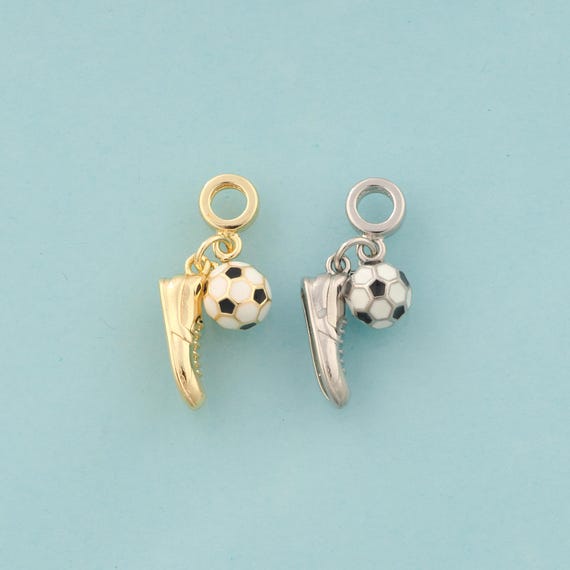 Gold Enamel Football Charms,Sports Jewelry,Sports Shoe Pendant for DIY Jewelry Making,18K Gold