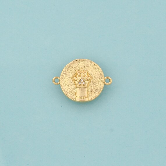 Gold CZ Animal Foot Connector,Animal Foot Jewelry Connector,Animal Foot Connector for DIY Jewelry Making,18K Gold