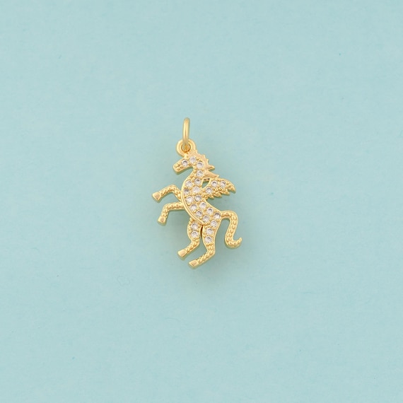Gold CZ Pegasus Charms,Fantasy Creature Jewelry,Pegasus Pendant for DIY Jewelry Making,18K Gold