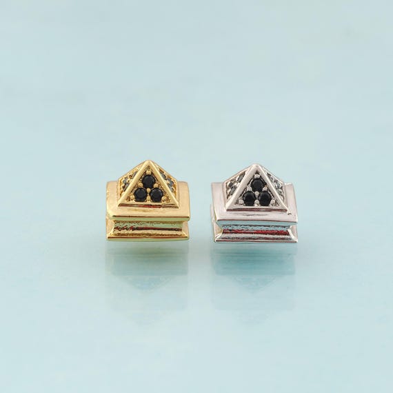CZ Pyramid Spacer Beads,Pyramid Beads,Pyramid Beads for DIY Jewelry Making,18K Gold & Rhodium