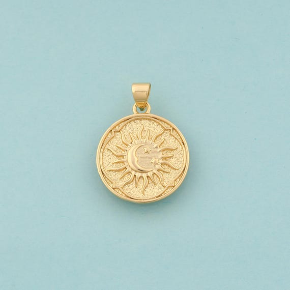 Gold Sun Charms,Moon Jewelry,Star Pendant for DIY Jewelry Making,18K Gold