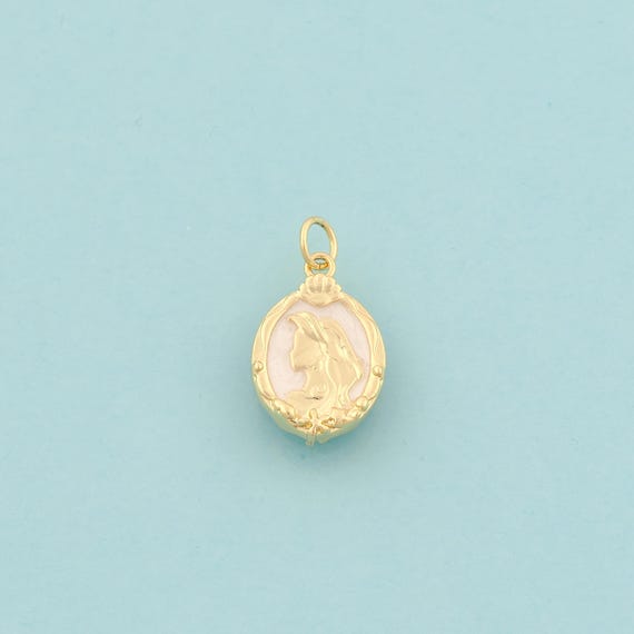 Gold Princess Charms,Fishtail Jewelry,Enamel Shell Pendant for DIY Jewelry Making,18K Gold