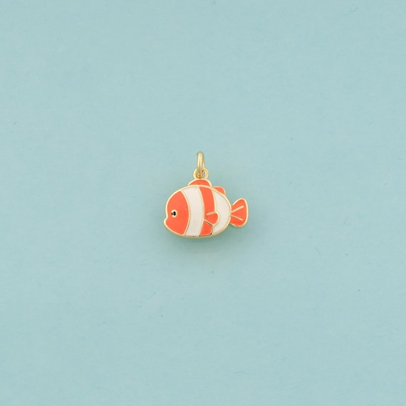 Gold Fish Charms,Marine Life Jewelry,Enamel Fish Pendant for DIY Jewelry Making,18K Gold