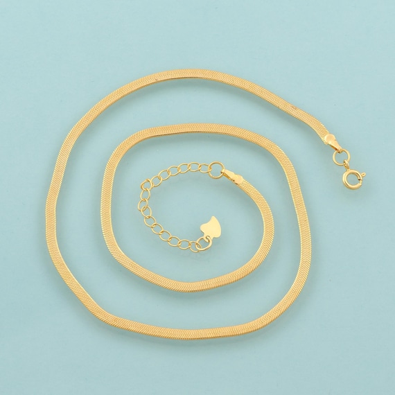 Gold Herringbone Necklace ,Chain Jewelry Necklace,Herringbone Necklace Perfect Gift,18K Gold
