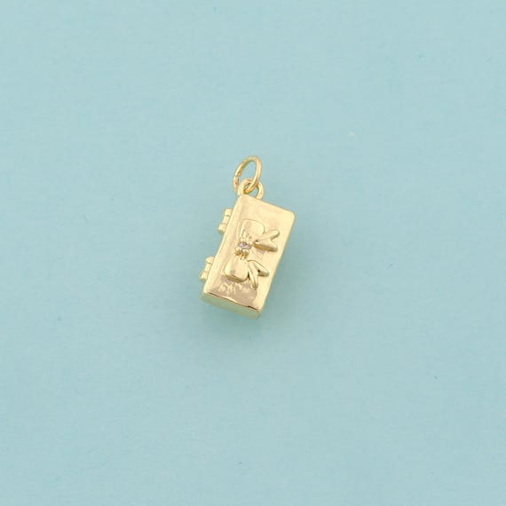 Gold Bow Charms,Box Jewelry,Bow Pendant for DIY Jewelry Making,18K Gold