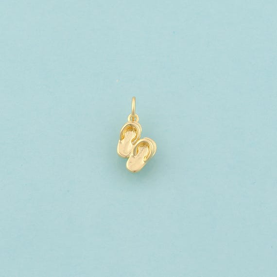 Gold Slippers Charms,Sandals Jewelry,Air Shoes Pendant for DIY Jewelry Making,18K Gold