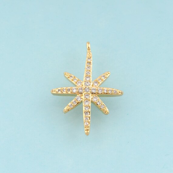 Gold CZ Polaris Charms,Star Jewelry,Polaris Pendant for DIY Jewelry Making,18K Gold