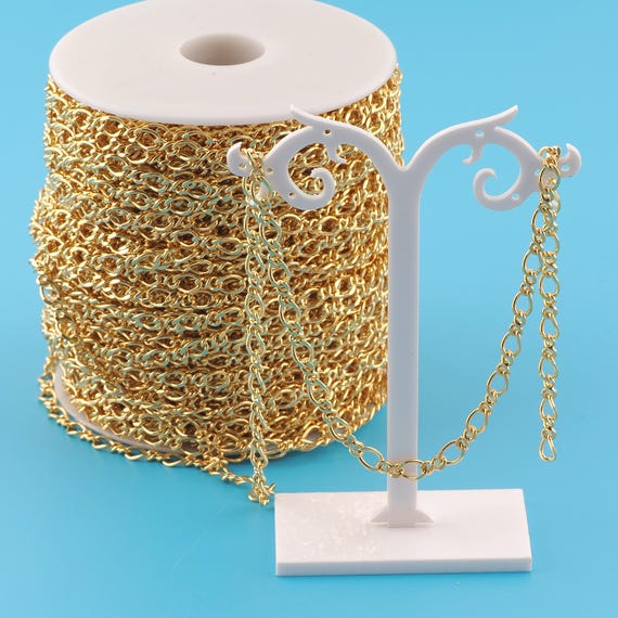 Gold Figure 8 Chain,Special Jewelry Chain,Semi-Finished Product Chain for DIY Jewelry Making,18K Gold