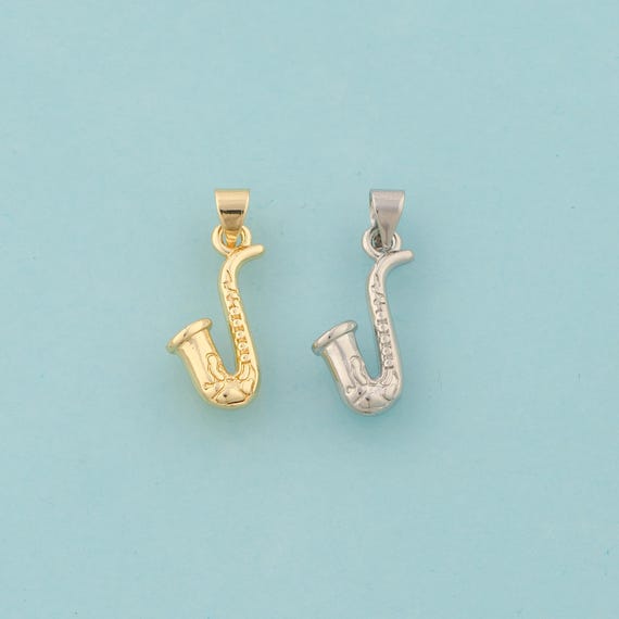 Gold Saxophone Charms,Saxophone Jewelry,Saxophone Pendant for DIY Jewelry Making,18K Gold