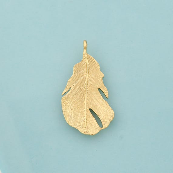 Gold Leaf Charms,Leaf Jewelry,Leaf Pendant for DIY Jewelry Making,18K Gold