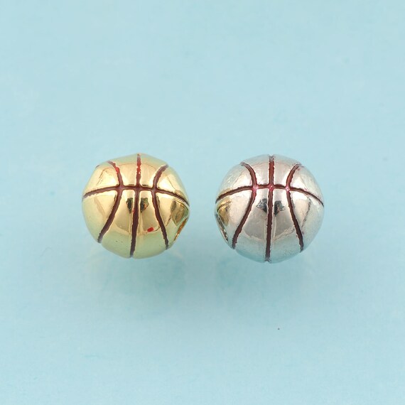 Backetball Spacer Beads,Backetball Jewelry Beads,Backetball Beads for DIY Jewelry Making,18K Gold & Rhodium