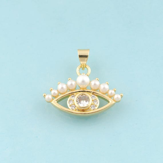 Gold CZ Evil Eye Charms,Devil Eye Jewelry,Eye Pendant for DIY Jewelry Making,18K Gold