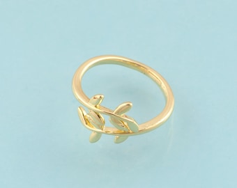 Gold Open Rings,Leaf Jewelry Rings,Thick Rings Perfect Gift,18K Gold