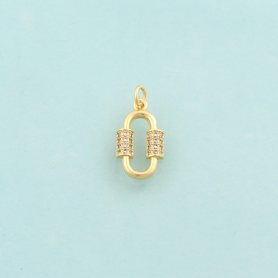 Gold CZ Paper Clip Charms,Paper Clip Jewelry,Paper Clip Pendant for DIY Jewelry Making,18K Gold