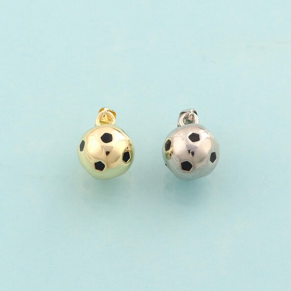Gold Enamel Football Charms,Sports Jewelry,Football Pendant for DIY Jewelry Making,18K Gold