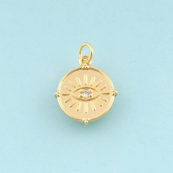 Gold CZ Evil Eye Charms,Devil Eye Jewelry,Eye Pendant for DIY Jewelry Making,18K Gold