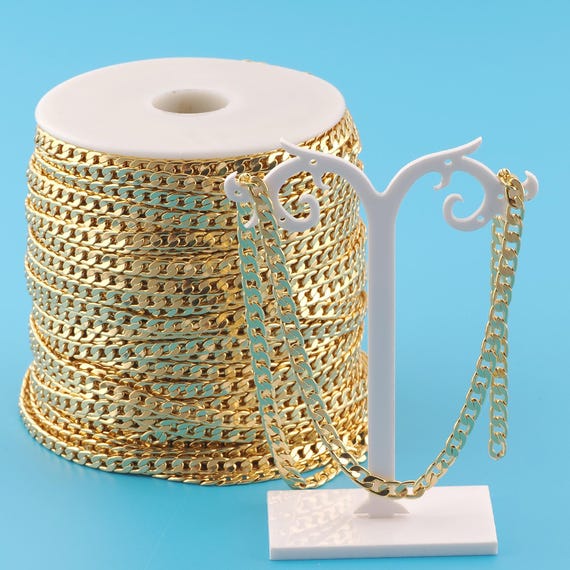 Gold Curb Chain,Special Jewelry Chain,Semi-Finished Product Chain for DIY Jewelry Making,18K Gold