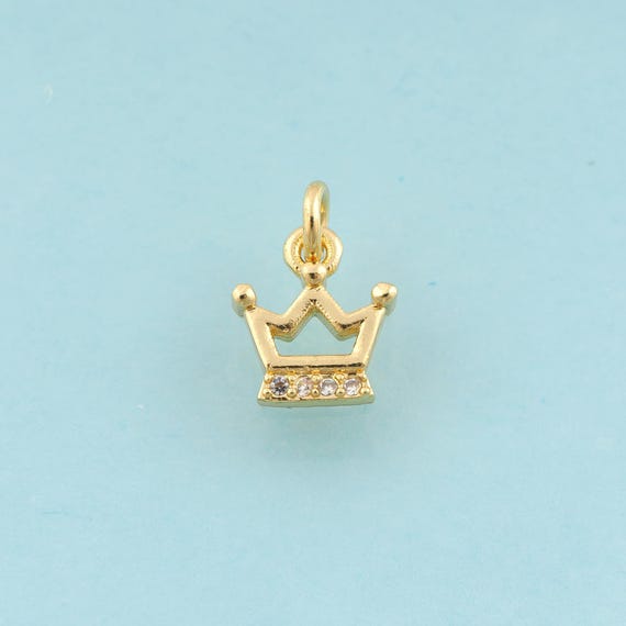 5 pcs Gold CZ Crown Charms,Crown Jewelry,Crown Pendant for DIY Jewelry Making,18K Gold
