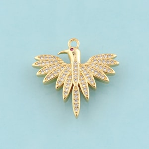 Gold CZ Bald Eagle Charms,Animal Jewelry,Bald Eagle Pendant for DIY Jewelry Making,18K Gold