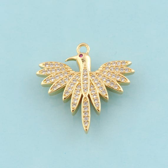 Gold CZ Bald Eagle Charms,Animal Jewelry,Bald Eagle Pendant for DIY Jewelry Making,18K Gold