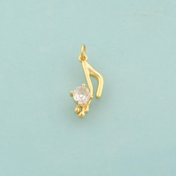 Gold CZ Music Note Charms,Symbol Jewelry,Music Note Pendant for DIY Jewelry Making,18K Gold
