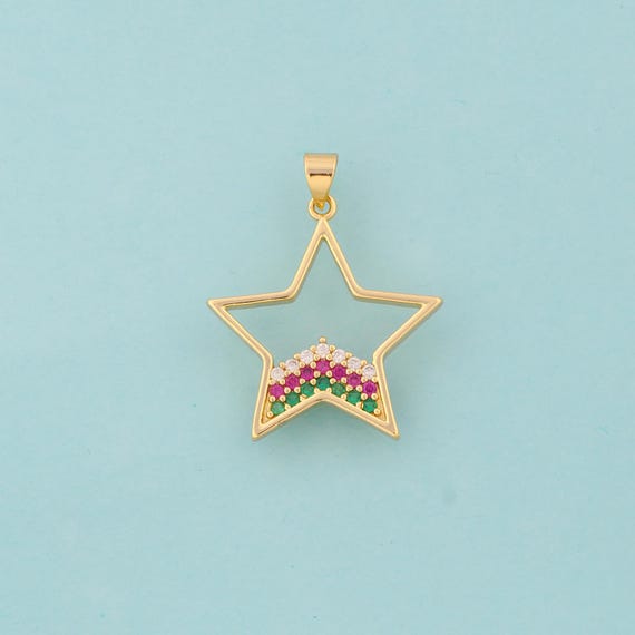 Gold CZ Star Charms,Star Jewelry,Star Pendant for DIY Jewelry Making,18K Gold