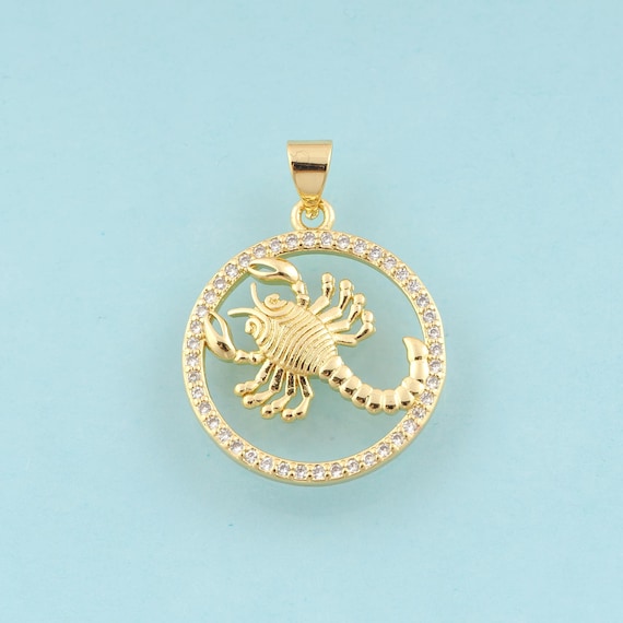 Gold CZ Scorpion Charms,Scorpion Jewelry,Scorpion Pendant for DIY Jewelry Making,18K Gold
