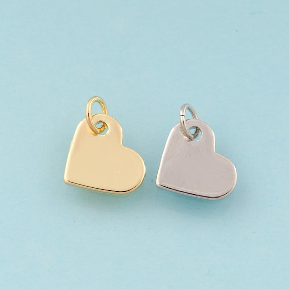 Gold Mini Heart Charms,Minimalist Jewelry,Heart Pendant for DIY Jewelry Making,18K Gold & Rhodium